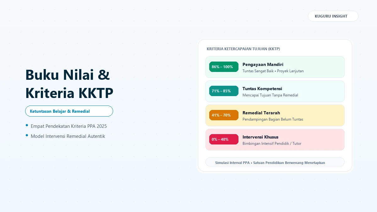 Tabel buku nilai digital dengan indikator kriteria ketercapaian tujuan pembelajaran dan status remedial