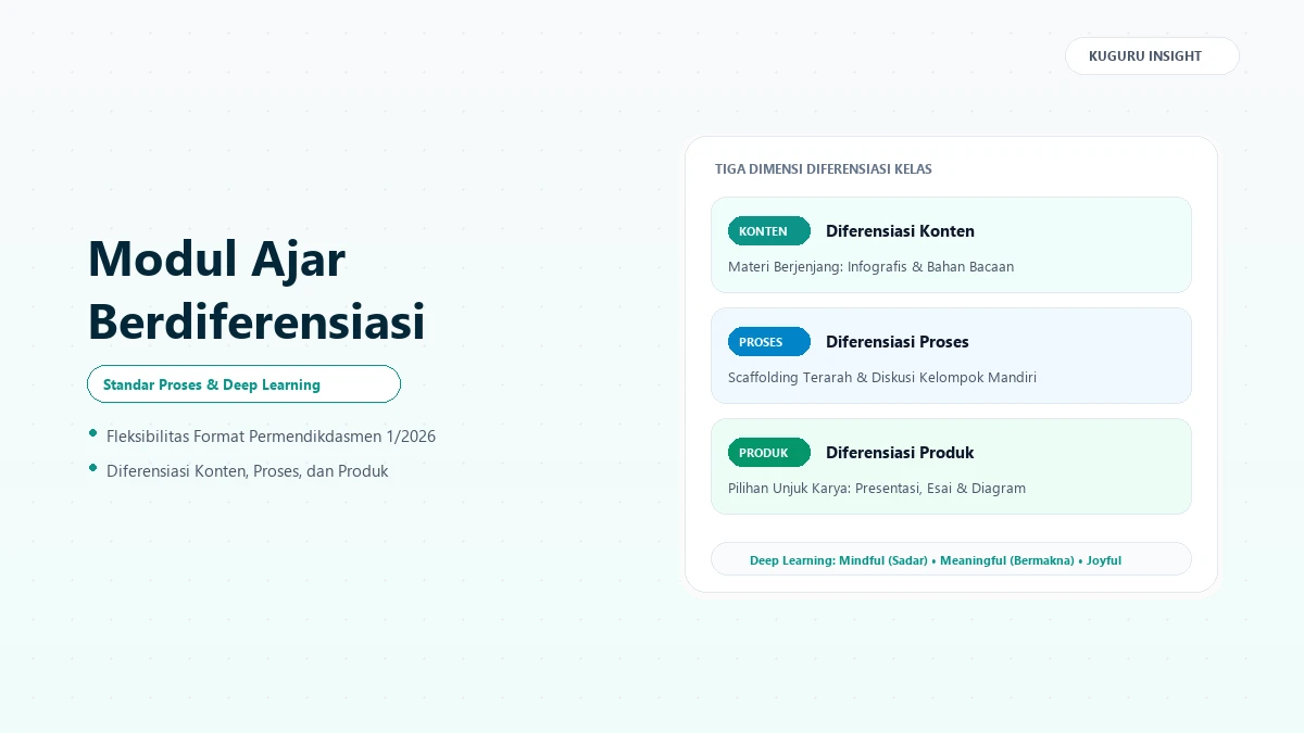 Ilustrasi perencanaan modul ajar berdiferensiasi dan integrasi pembelajaran mendalam di ruang kelas